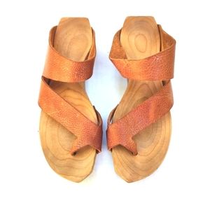 CYDWOQ  Strike USA Handmade Brown Slip On Women's Clog Sandals US Size 9 (39)